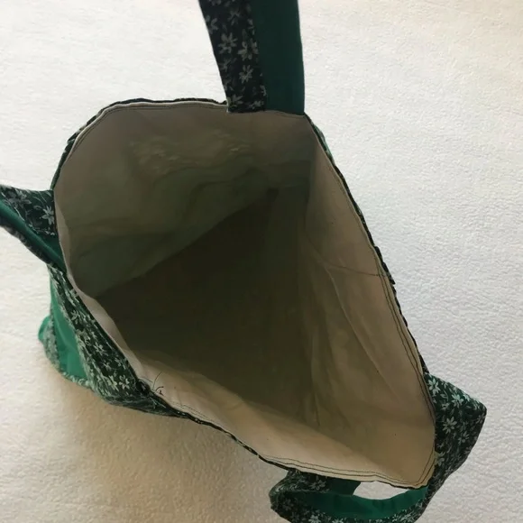 Handmade Forest Green Floral Tote Bag BRAND NEW - Picture 3 of 5